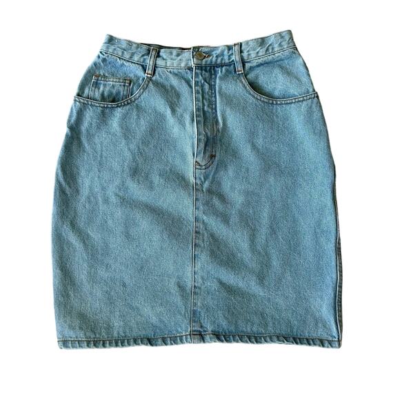 Jordache Dresses & Skirts - Vintage Jeanjer by Jordache high rise knee length denim jean skirt size 4